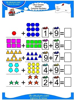 Çocuklar İçin toplam işlemi yaprak testleri 